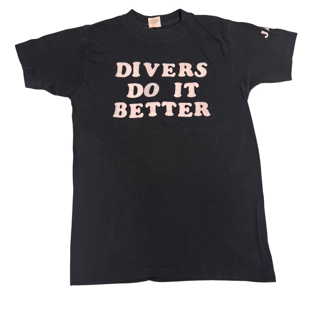 Vintage 80s Bantam Divers Do It Better Swimming Faded Black Graphic USA Made